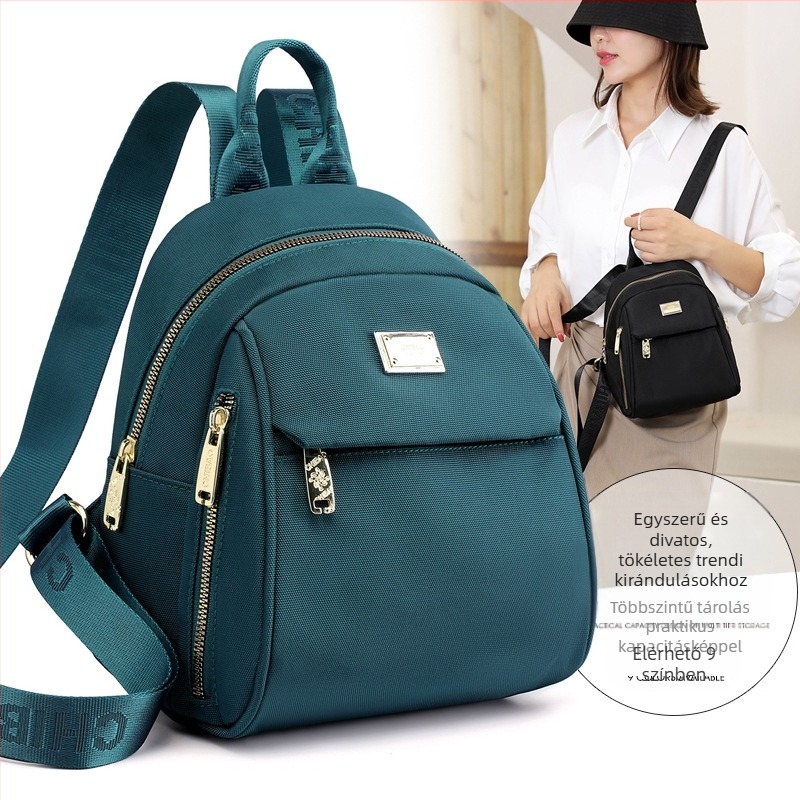 Női hátizsák: vízálló Oxford anyag, kopásálló, lopás elleni védelem, kapacitás 20 L alatt