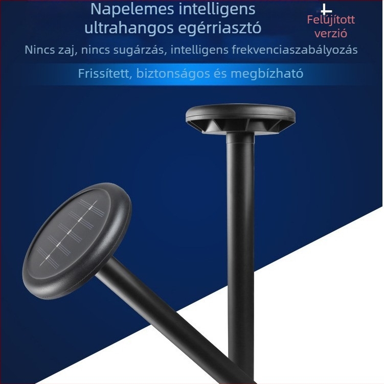 Kültéri napelemes ultrahangos kártevőriasztó egereknek, modell YN-2020S013, 5W, 400–1000 kHz, 1,2V, töltés támogatott