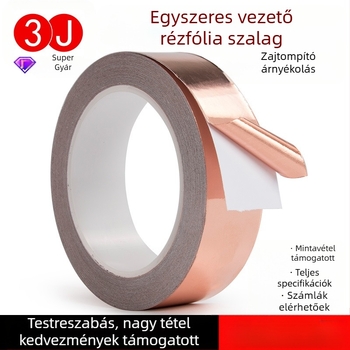 Egyszer oldalú vezető réz-fóliás szalag EMI árnyékoláshoz — önadhéziós, vastagság 0,05 mm, alapanyag: réz-fólia, működési hőmérséklet: normál