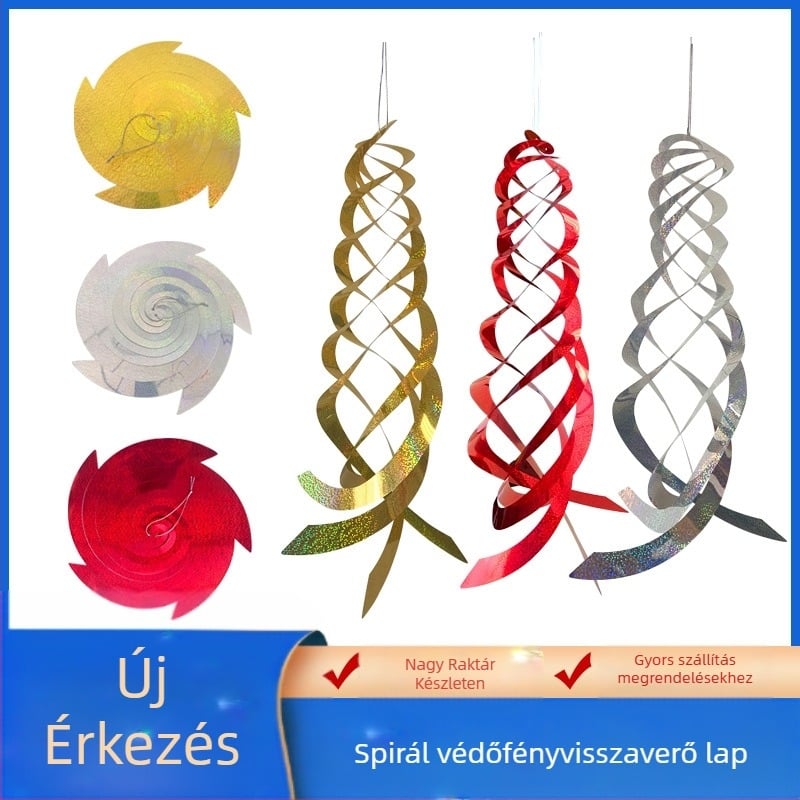 Kertészeti dekoratív kellék madárriasztáshoz, PET anyag, lógó spirál szélforgó, Mei Yan