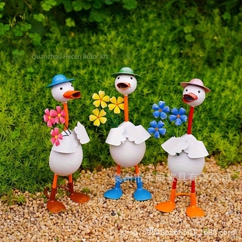 Fém kacsa üdvözlő szobor kerthez és otthonhoz – pásztorális stílusú állati dekoráció
