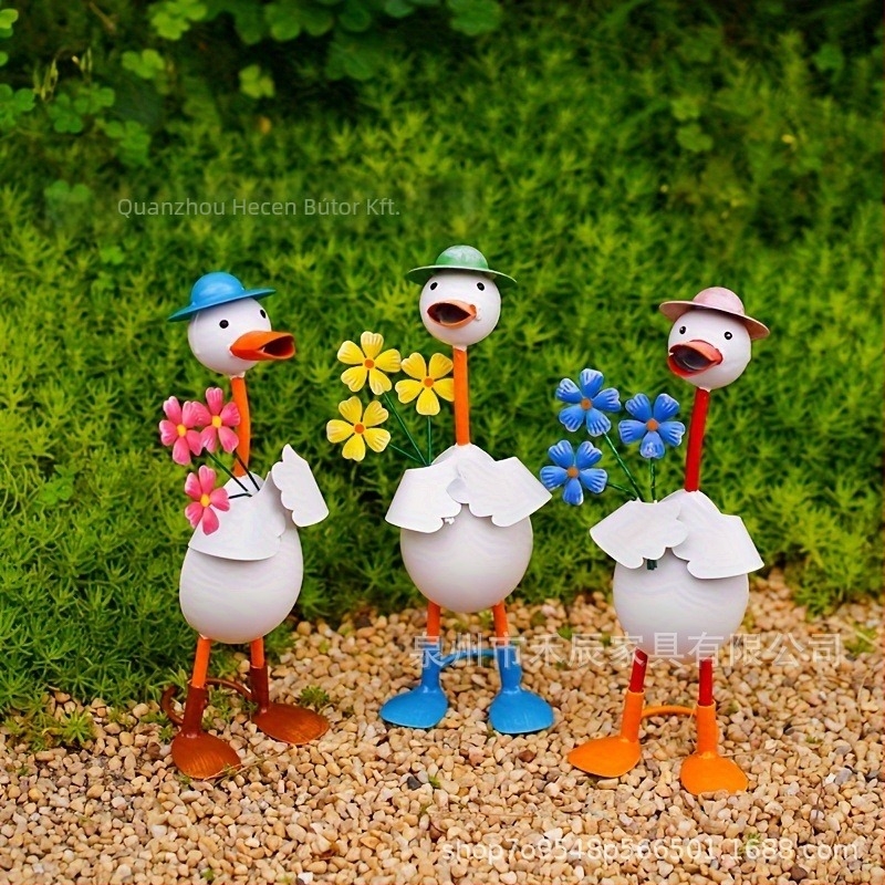 Fém kacsa üdvözlő szobor kerthez és otthonhoz – pásztorális stílusú állati dekoráció