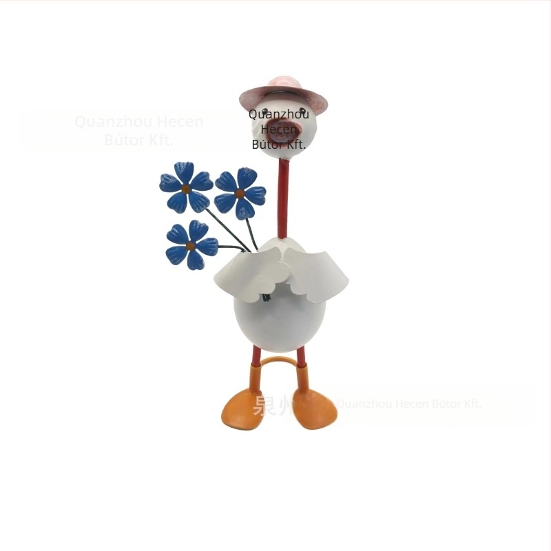 Fém kacsa üdvözlő szobor kerthez és otthonhoz – pásztorális stílusú állati dekoráció