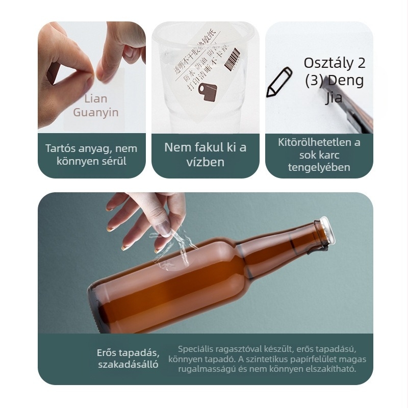 Kör alakú PET önadhéziós címke ajándékcsomagolások zárásához, forró olvadék ragasztó, üres nyomtatás, 50°C hőállóság.