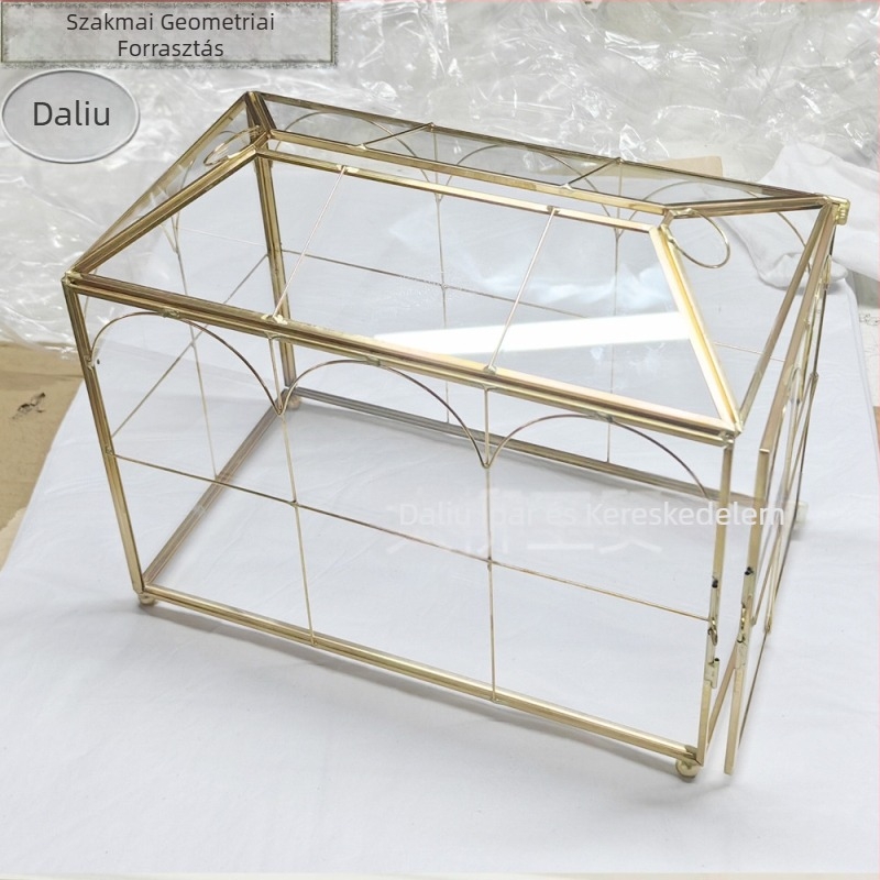 Geometriai üveg flip-tetős esküvői meghívó-tároló doboz