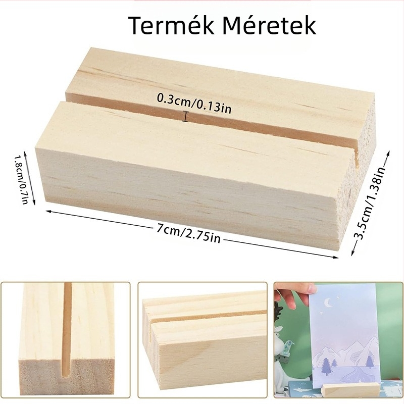 Fa kártyatartó naptárral és memóklippel, alap a kártyákhoz (Anyag: Fenyő; Stílus: Modern és minimalist; Kategória: alap; Márka: Ruixi crafts; Anyag típus: Fa)