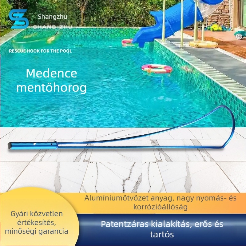 Alumíniumból készült szigetelt életmentő horog görgővel medencékhez és mentőeszközökhöz