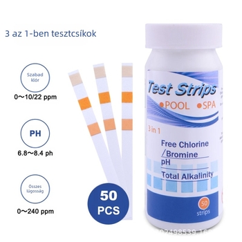 Medence és gyógyvíz pH-tesztpapír, maradék klór mérésére, 7-in-1/6-in-1, modell TPH02148