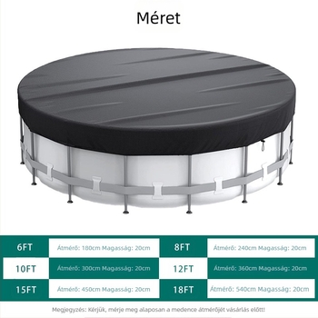 Kör alakú medencetakaró, por- és esőálló, UV-álló, 210D bevonat, kültéri használatra