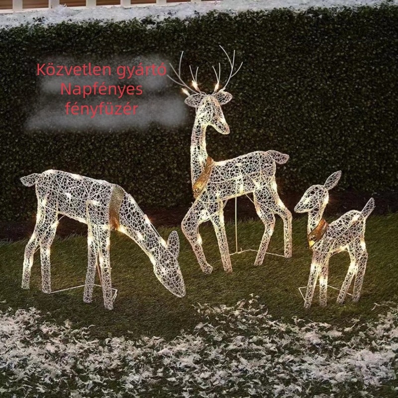 Vasból készült szarvas szobor a kertbe — modern, minimalista stílus