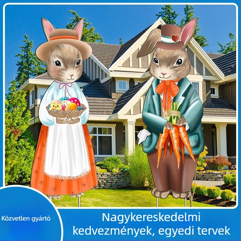 Sage zhihui Húsvéti kerti jelzőtábla nyuszimagóval, 4 mm vastagság, testre szabható hosszúság és szélesség, húsvéti dekoráció