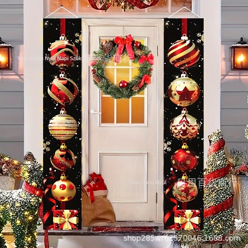 Karácsonyi bejárati ajtóhoz tartozó páros feliratos banner – minimalist dekoráció