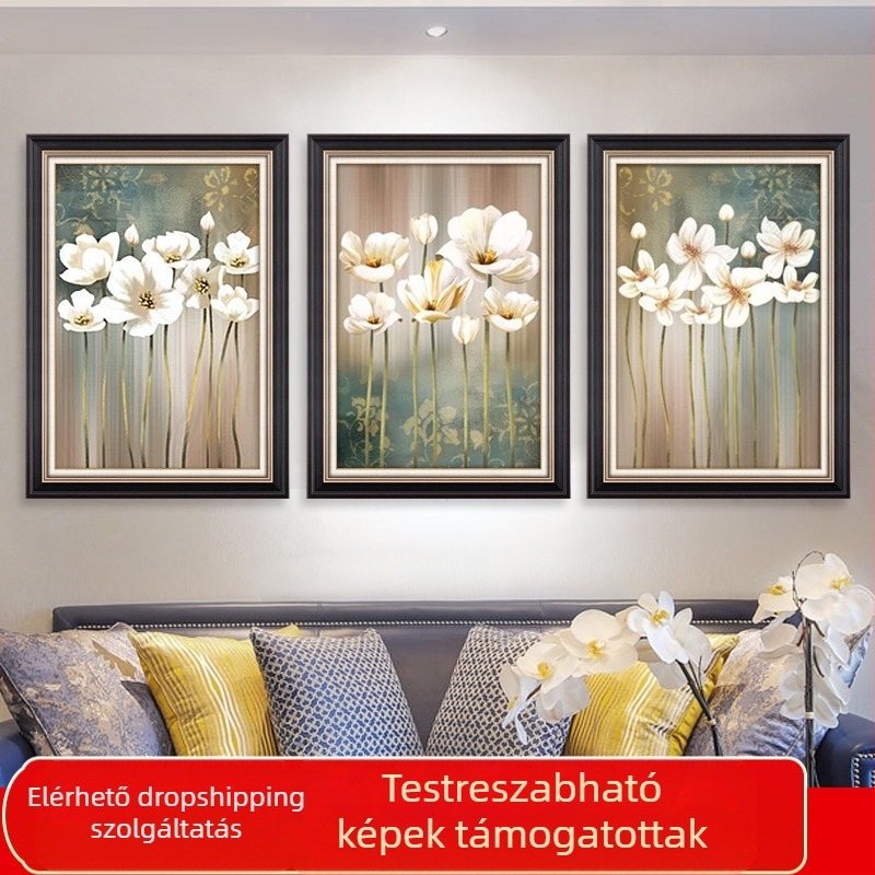 5D gyémántos festés készlet, 3-paneles nappalira szánt tájkép, modern minimalista stílus, keresztszemes hímzés