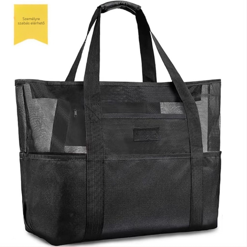Oxford anyagú Tote strand táska, nylon bélés, cipzáras nyitás, belső cipzáras zseb