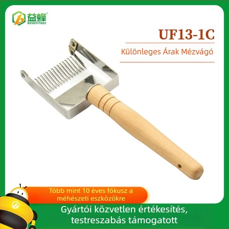 Bee UF13-1C Mézvágó villa, multifunkcionális, rozsdamentes acél + tölgyfa