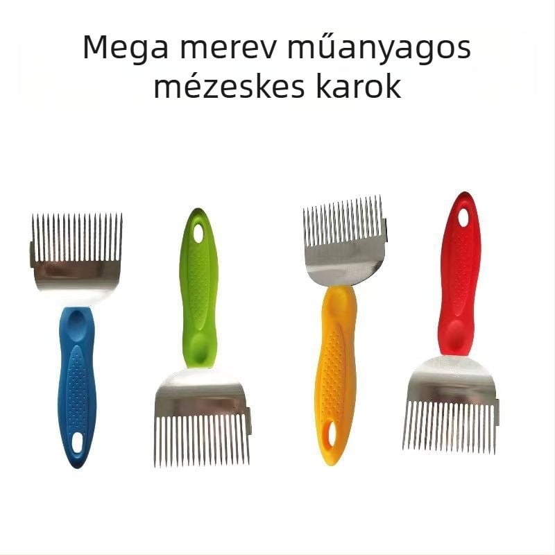 Rozsdamentes acélból készült 18 tüskés mézvágó villa és mézvágó kés, eszköz méhészethez, korrózióálló
