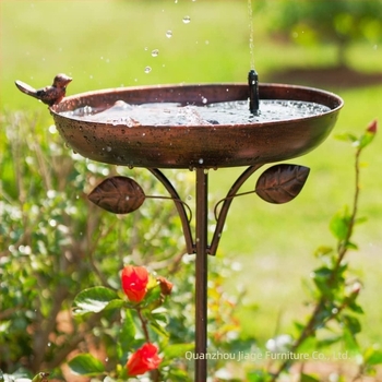 Kerti vas vasalt madárfürdő talppal – Vintage stílusú, kültéri használatra készült fém madárfürdő tál, alapot tartalmaz