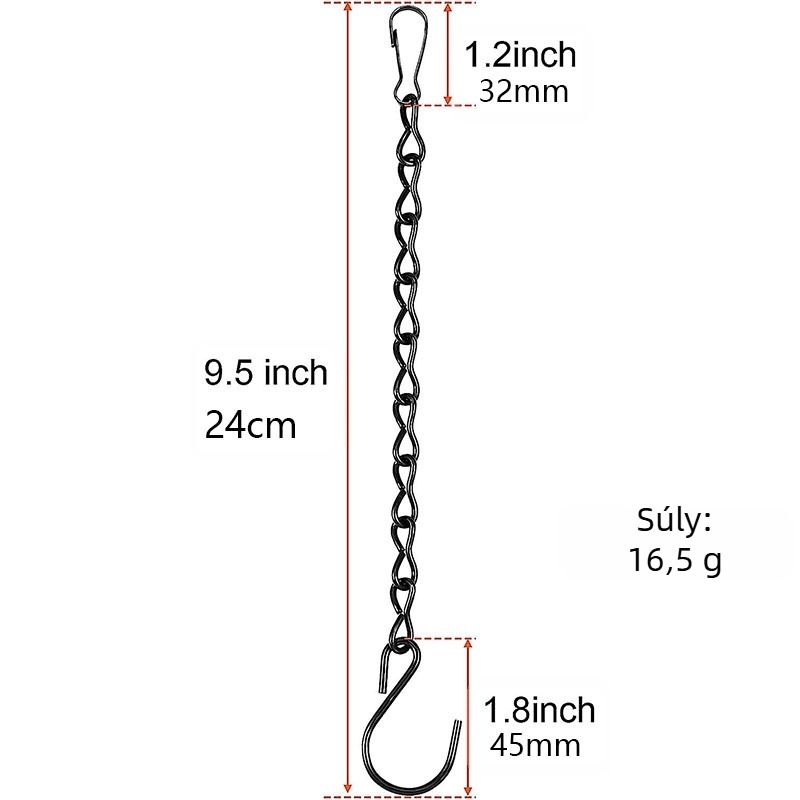 Vasból készült egykaros lánc felakasztáshoz és tároláshoz, modern minimalista stílus; alkalmas növények átültetéséhez, madárkalitkákhoz, táblákhoz és lámpákhoz