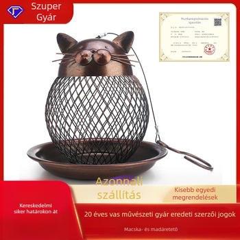 Függő vas madáretető – retro kézműves vasipari dekorációval, automata etetés, készlet 24 db, nettó tömeg 245–345 g