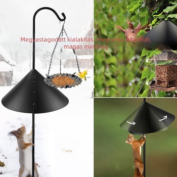 Madáretető mókusvédő fallal, forgó, függő kivitel, acélból készült