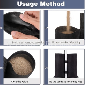 Kültéri sátor homokzsák, Oxford anyagból, vízálló és szélálló, bővíthető kialakítás, PE zacskóban csomagolva