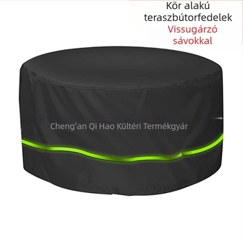 Kerek kültéri bútorszövet huzat fényvisszaverő csíkkal, 210D/420D Oxford anyagból, körasztalhoz és székekhez