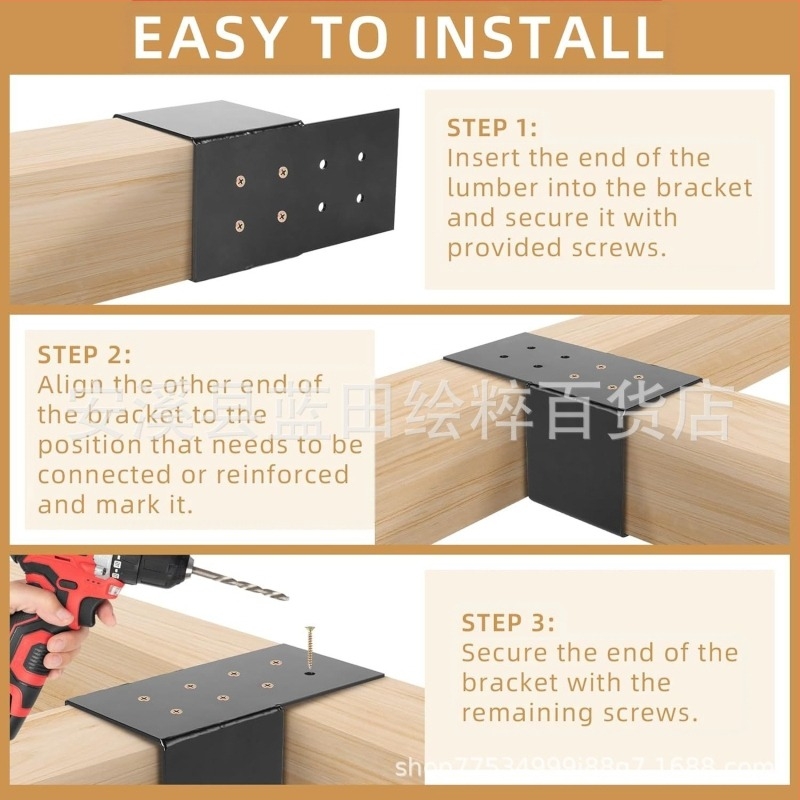 Pergola korlát tartó csatlakozó — galvanizált acélból, modell BB-56, alkalmas pavilonhoz, rattan kerethez és fedett terasz korlátjához, modern minimalista stílus, porfesték bevonat.