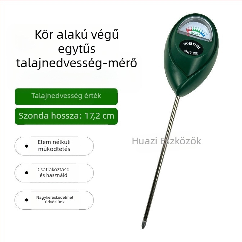 Talajnedvesség-mérő egytűs érzékelővel, kerek fej, hordozható kerti eszköz (professzionális)