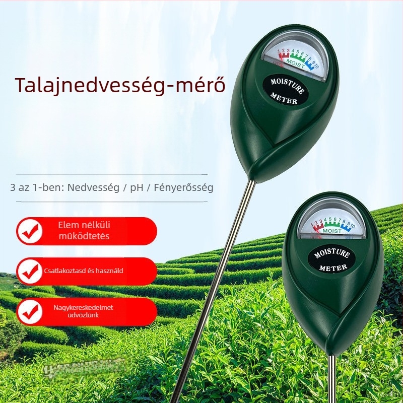Talajnedvesség-mérő egytűs érzékelővel, kerek fej, hordozható kerti eszköz (professzionális)