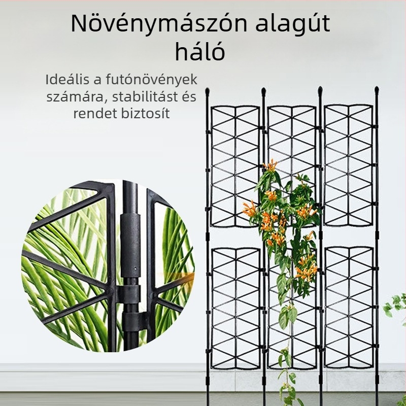 Műanyag bevonatú acél futónövény-támfal kültéri kertekhez és erkélyekhez; rózsa-támasz, pergola keret, kertészeti keret-képernyő
