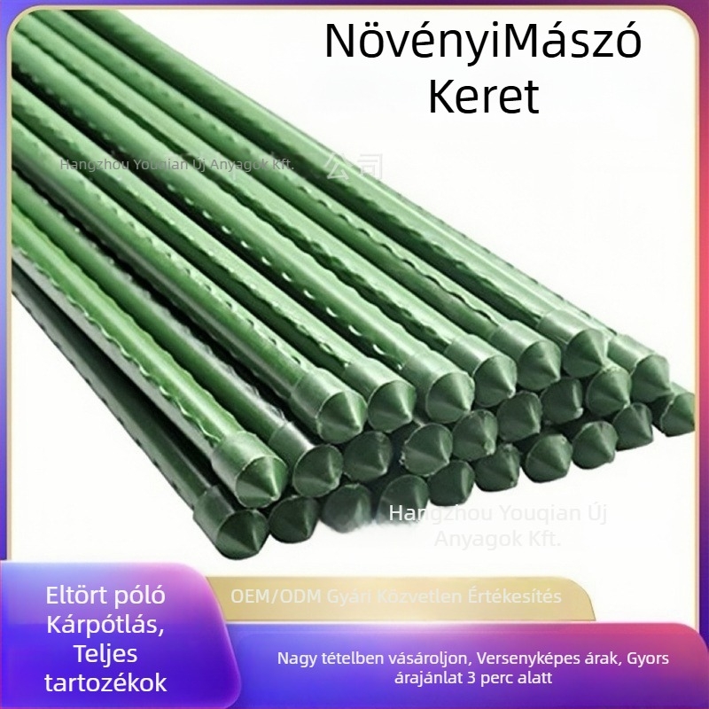 Műanyag bevonatú acélcső futónövényekhez: szőlő, görögdinnye és uborka – kertészet, falvastagság 0.25–0.6 mm, márka Youqian.