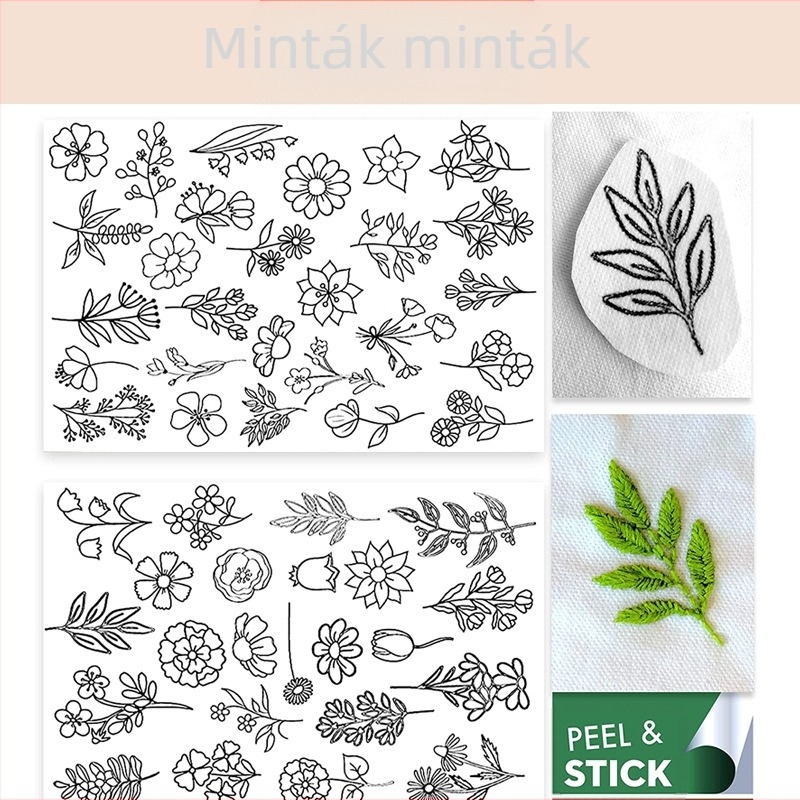 Vízben oldódó nemszövött ragasztó nyomtatott mintával, EVA-polimer alapú, öntapadós, mosásálló