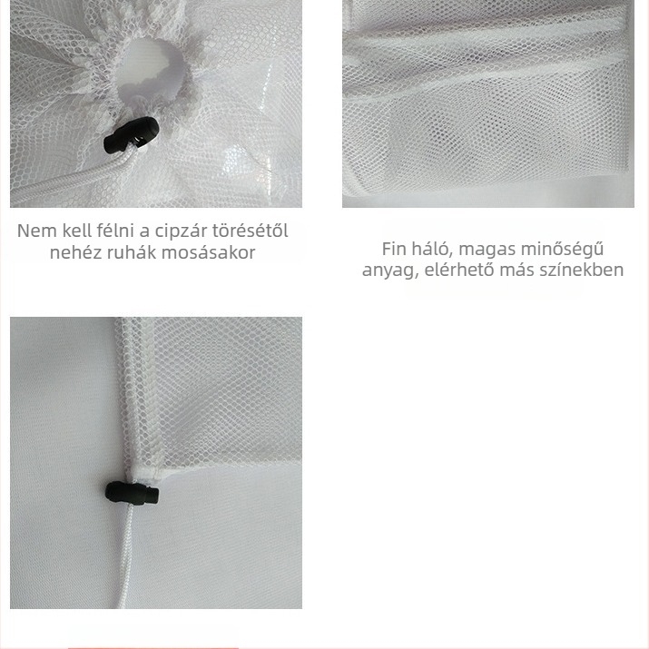 Túlméretes húzózsinóros mosózsák finom és dur hálóval ruhák, függönyök és takarók ápolására — Poliester, Tianlu