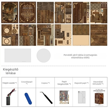 Xinyue 3D fa kirakós DIY könyvállvány – ódon könyv kunyhó, magas nehézségi szintű összeállítás