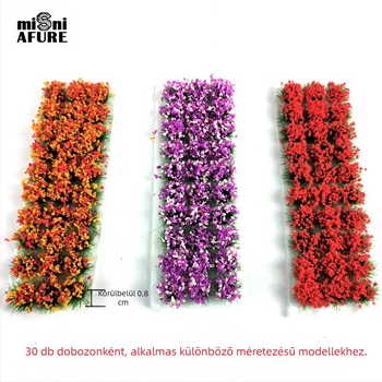 Virágcsoportos mikrotáj-modell – gyanta, Times miniature model, 1 doboz/30 darab, DIY lehetséges, összeszerelt
