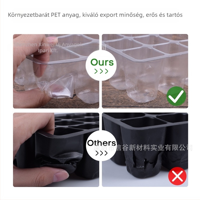 Palántaedény, műanyagból – lélegző, átlátszó és tartós; lebomló anyag; asztali vagy álló használat; üvegházas kertészet; irodai és otthoni kertészkedéshez