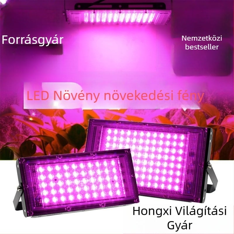LED növénytermesztő lámpa teljes spektrummal, 50 LED-del, üvegházhoz, 220V, IP65, alumínium ötvözet ház, élettartam 30000 óra