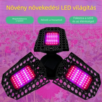 Összecsukható LED növénytermesztő lámpa, 144 LED, 1600 lm, 85–265 V, élettartam 10 000 óra