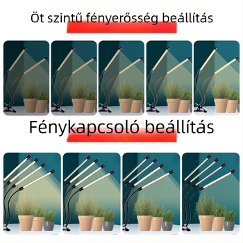 Növények növekedését támogató LED lámpa - teljes spektrum, 5730 LED-ek, 18 LED, USB 5V tápellátás, IP66 védelem