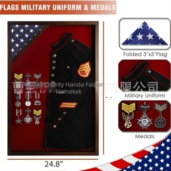 Fa árnyékdoboz fotókeret – kiállítási doboz katonai és rendőrségi egyenruhák és menyasszonyi ruha számára, fedéllel, 1 L kapacitás, modern minimalista dizájn, logónyomás elérhető