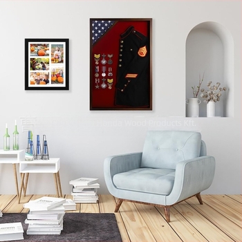 Fa árnyékdoboz fotókeret – kiállítási doboz katonai és rendőrségi egyenruhák és menyasszonyi ruha számára, fedéllel, 1 L kapacitás, modern minimalista dizájn, logónyomás elérhető