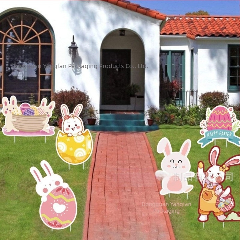 Húsvéti kertészeti karó, PP üreges lemez, talajba süllyeszthető, vízálló és UV-álló, Yang Fan