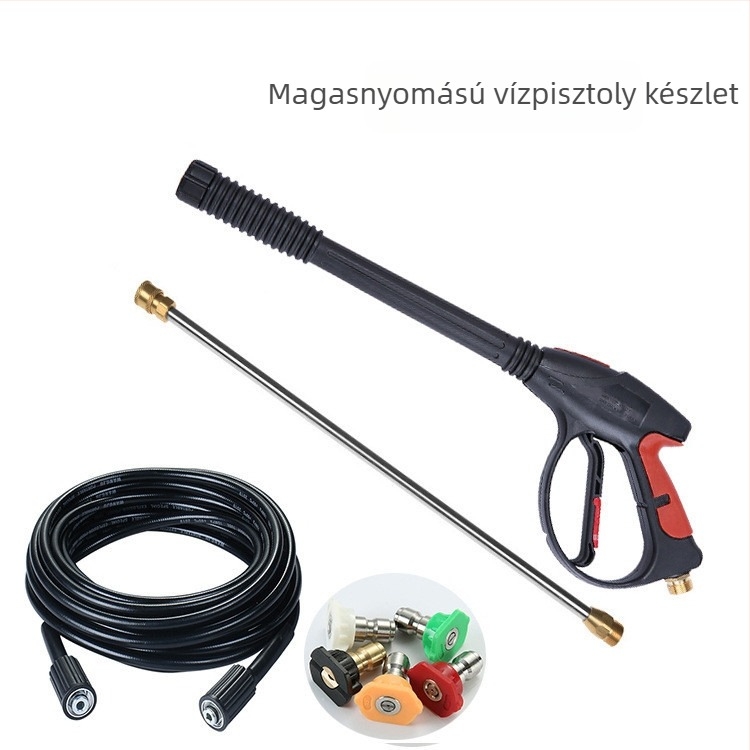 Kiterjesztett nyomású autómosó pisztoly, rozsdamentes acél fej, műanyag fogantyú, permetezési távolság 8–10 m, nyomás 4000 psi