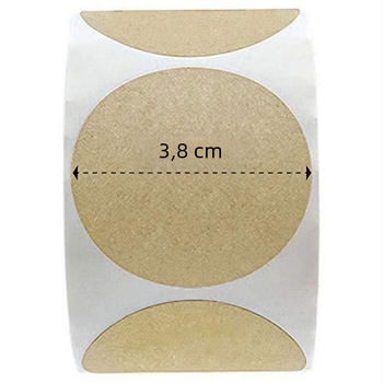 Kör alakú kraftpapír öntapadó címke, színes nyomtatás, forró olvadó ragasztó, 65°C hőállóság