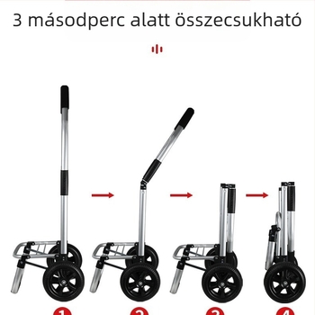 Összecsukható bevásárlókocsi alumíniumötvözetből háztartási használatra, hordozható