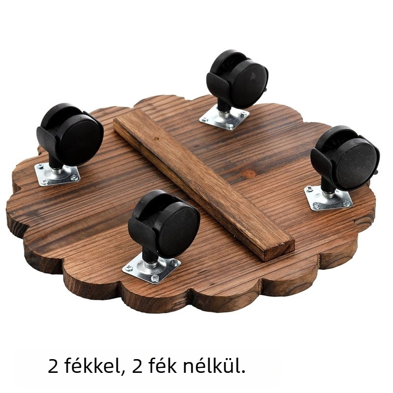 Fából készült kör alakú mobil tálca alap kerékkel – padlóra használható, tálca/támasz, modern egyszerű stílus