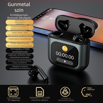 TWS Bluetooth sport fülhallgató érintéses vezérléssel, zajszűrés, 8 GB beépített MP3 memória, IPX5, Bluetooth 5.4