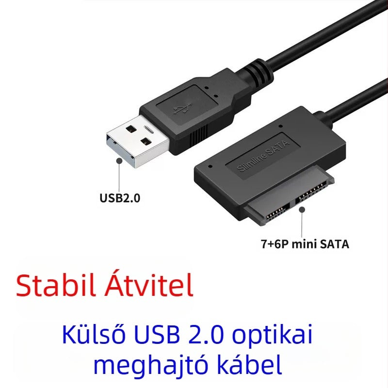 Notebook optikai meghajtó külső USB 2.0 adapterkábel, mini SATA USB-hoz; Modell: 7-6pin SATA to USB adapter; Piacra kerülés: 2025