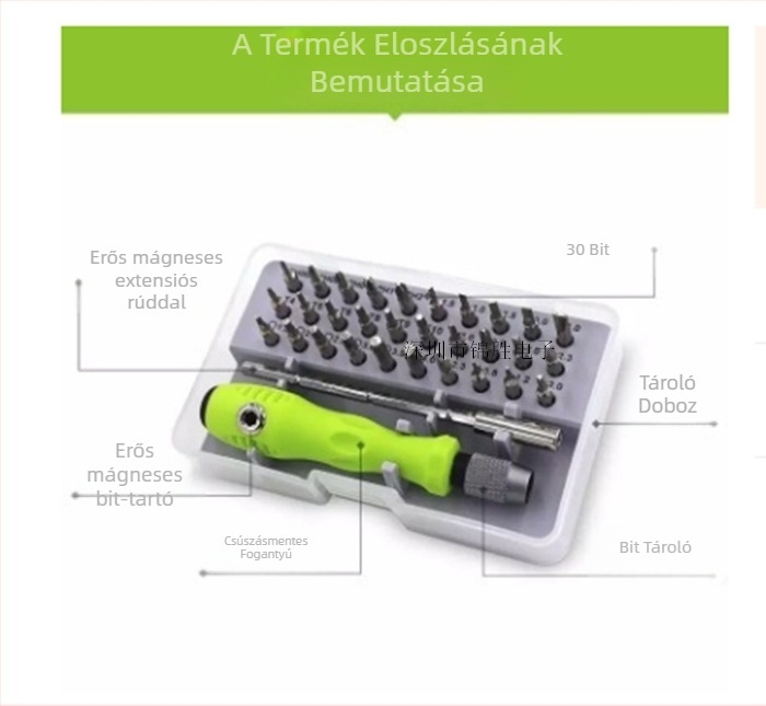 32-in-1 multifunkcionális csavarhúzó készlet mobiltelefonok és elektronika javításához • CRV anyag • Modell 7389