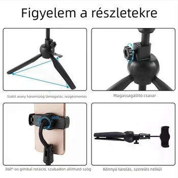 Telefon tartó asztali háromlábú állvány – műanyag, univerzális, Zhongxinhe márka, testreszabható